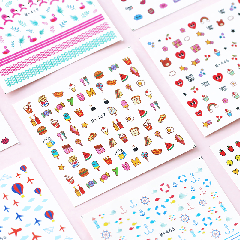 云木雜貨 日系小清新水印指甲貼少女風圖案字母超薄美甲貼花飾品