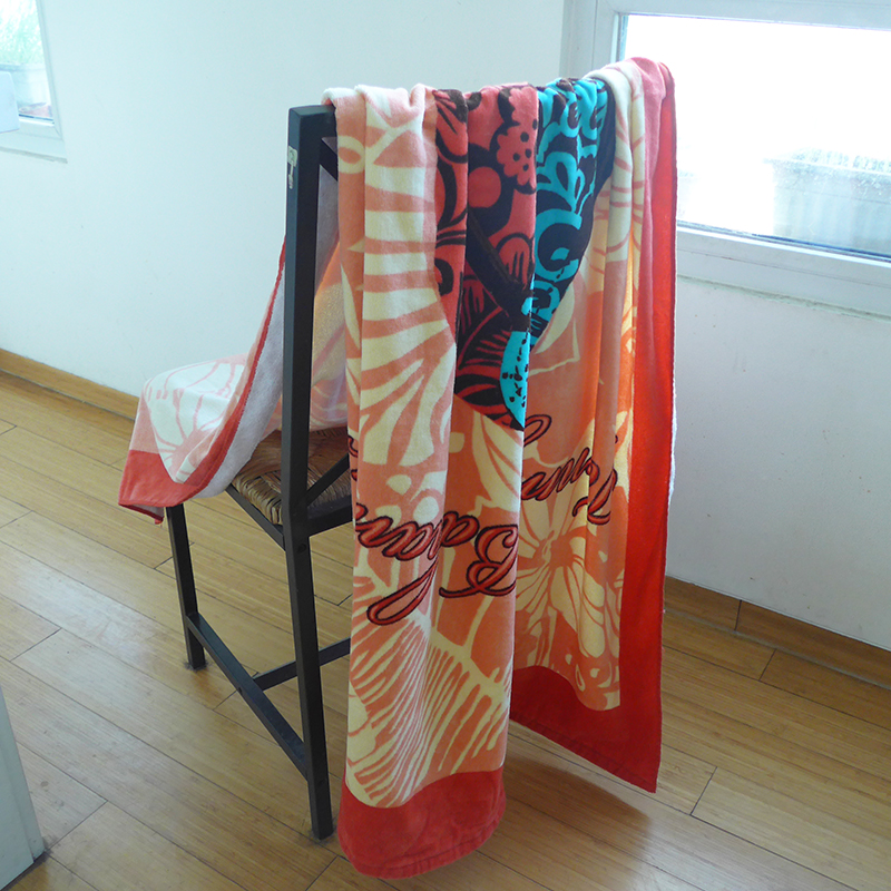 [白色莫奈]個性拖鞋圖案浴巾北歐風純棉割絨印花沙灘巾浴巾