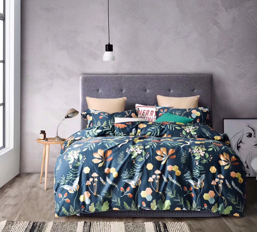 【白色莫奈】埃及棉貢緞家紡長絨棉純棉 床上用品印花床品四件套