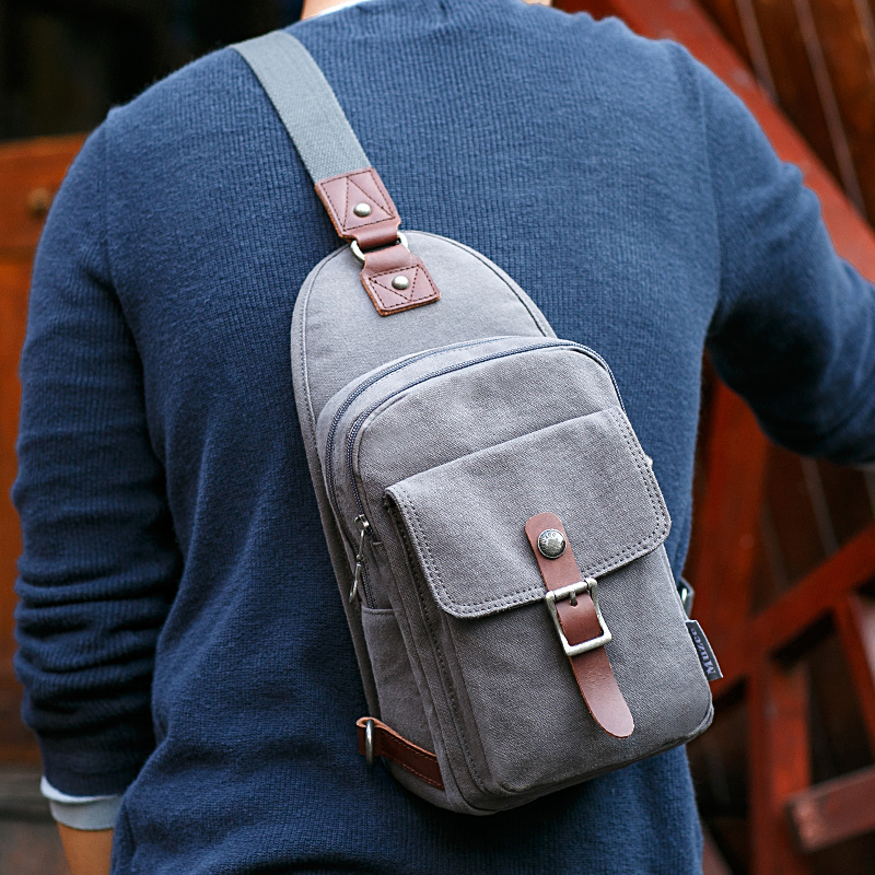 胸包男士時尚潮流帆布小包腰包騎行包單肩包斜挎包男包包
