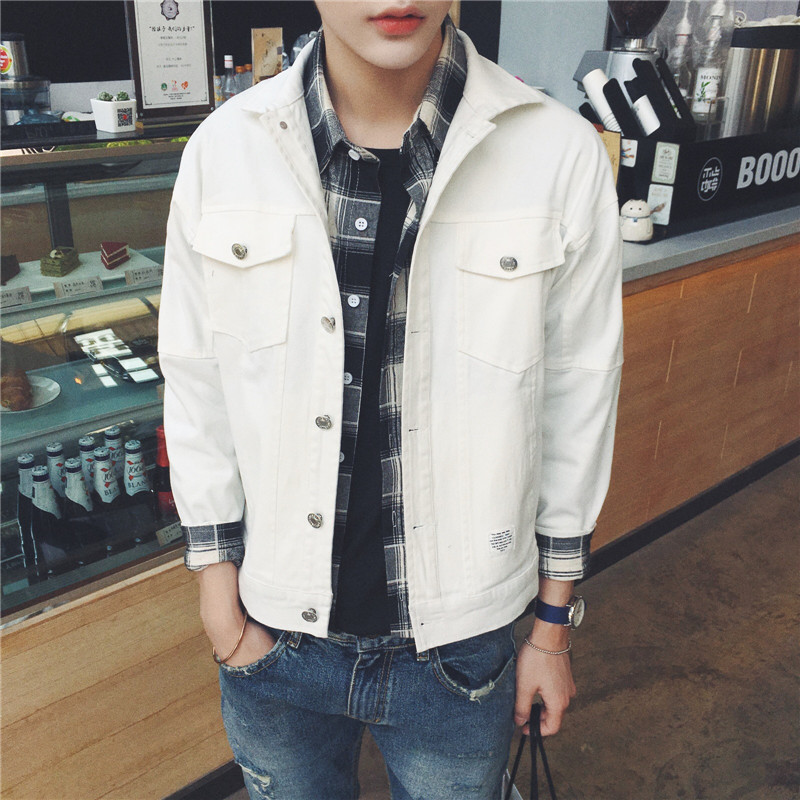 秋裝新款韓版多色百搭純色翻領短款男士夾克外套潮